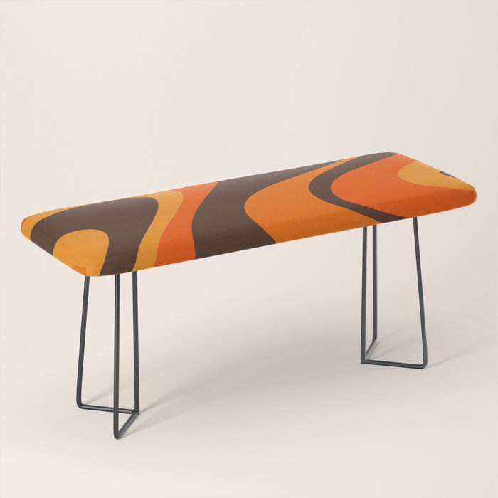 Trippy Dream Wave Machine Abstract Retro Swirl Pattern in 70s Brown and Orange Bench Gallery Image 1