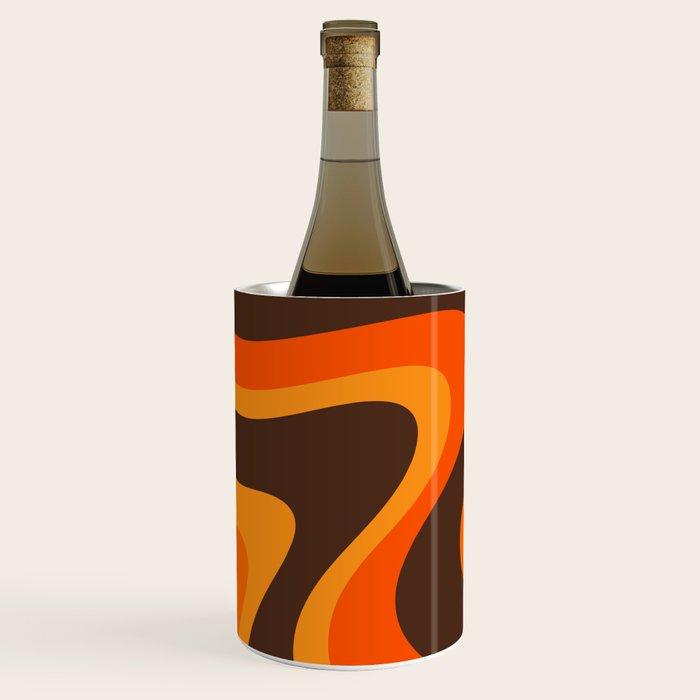 Trippy Dream Wave Machine Abstract Retro Swirl Pattern in 70s Brown and Orange Wine Chiller Gallery Image 2