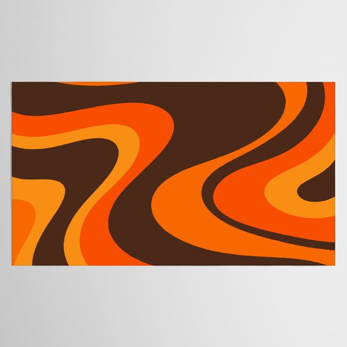 Trippy Dream Wave Machine Abstract Retro Swirl Pattern in 70s Brown and Orange Tablecloth Gallery Image 2