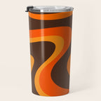 Trippy Dream Wave Machine Abstract Retro Swirl Pattern in 70s Brown and Orange Travel Mug Gallery Image 3