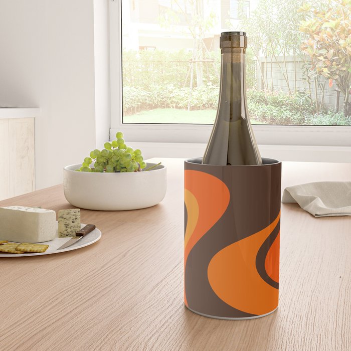 Trippy Dream Wave Machine Abstract Retro Swirl Pattern in 70s Brown and Orange Wine Chiller Gallery Image 4