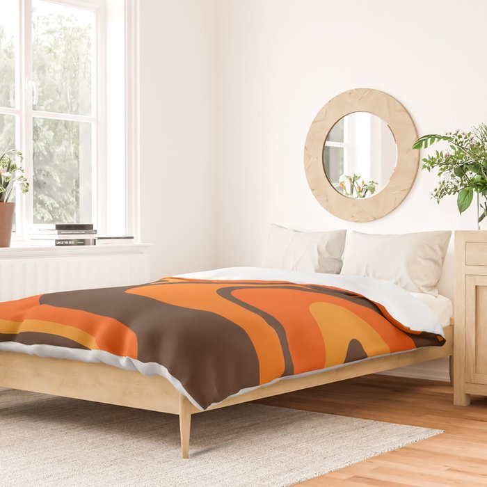 Trippy Dream Wave Machine Abstract Retro Swirl Pattern in 70s Brown and Orange Duvet Cover Gallery Image 2