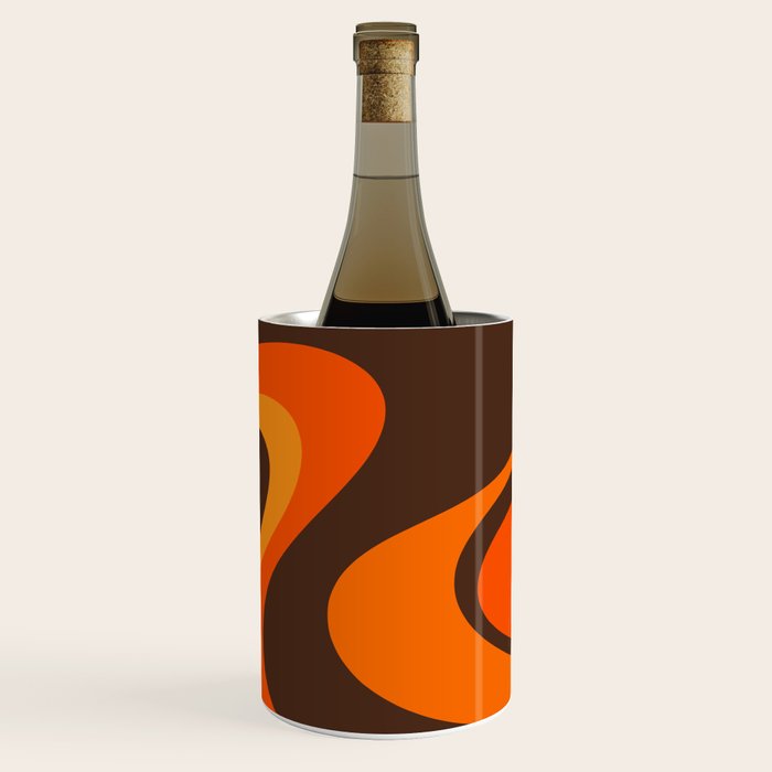 Trippy Dream Wave Machine Abstract Retro Swirl Pattern in 70s Brown and Orange Wine Chiller Gallery Image 1