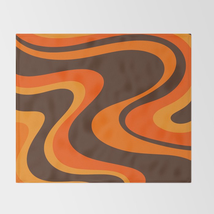 Trippy Dream Wave Machine Abstract Retro Swirl Pattern in 70s Brown and Orange Throw Blanket Gallery Image 2