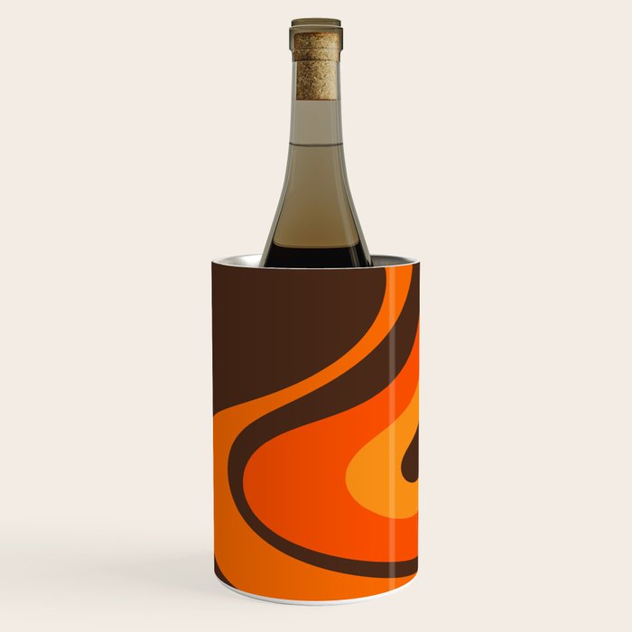 Trippy Dream Wave Machine Abstract Retro Swirl Pattern in 70s Brown and Orange Wine Chiller Gallery Image 3
