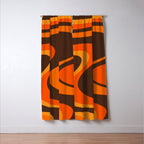 Trippy Dream Wave Machine Abstract Retro Swirl Pattern in 70s Brown and Orange Window Curtain Gallery Image 3