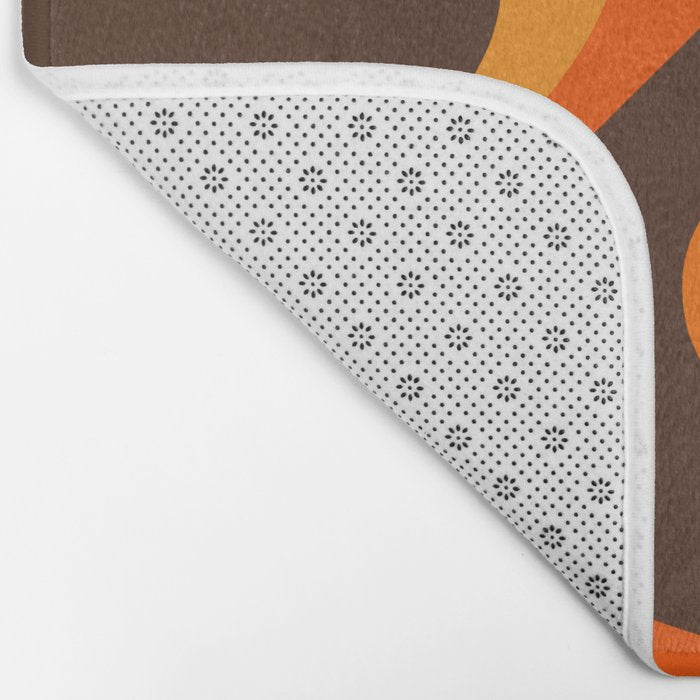 Trippy Dream Wave Machine Abstract Retro Swirl Pattern in 70s Brown and Orange Bath Mat Gallery Image 2