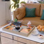 Trippy Dream Wave Machine Abstract Retro Swirl Pattern in 70s Brown and Orange Serving Tray Gallery Image 2