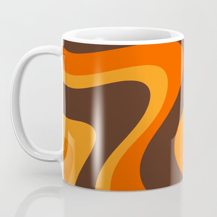 Trippy Dream Wave Machine Abstract Retro Swirl Pattern in 70s Brown and Orange Coffee Mug Gallery Image 3