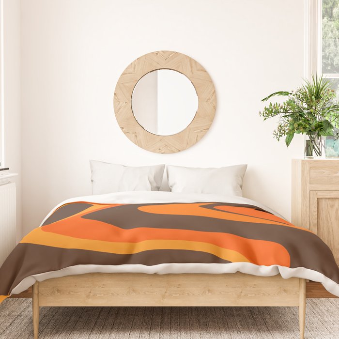 Trippy Dream Wave Machine Abstract Retro Swirl Pattern in 70s Brown and Orange Duvet Cover Gallery Image 3