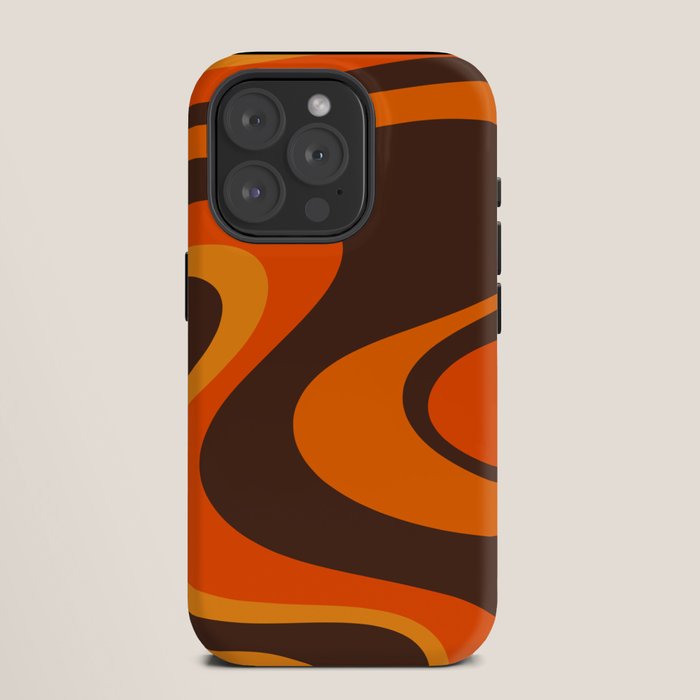 Trippy Dream Wave Machine Abstract Retro Swirl Pattern in 70s Brown and Orange iPhone Case Gallery Image 11