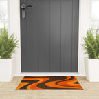 Trippy Dream Wave Machine Abstract Retro Swirl Pattern in 70s Brown and Orange Welcome Mat Gallery Image 3