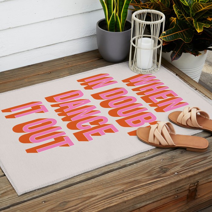 When In Doubt Dance It Out (Pink Orange) Outdoor Rug Gallery Image 2