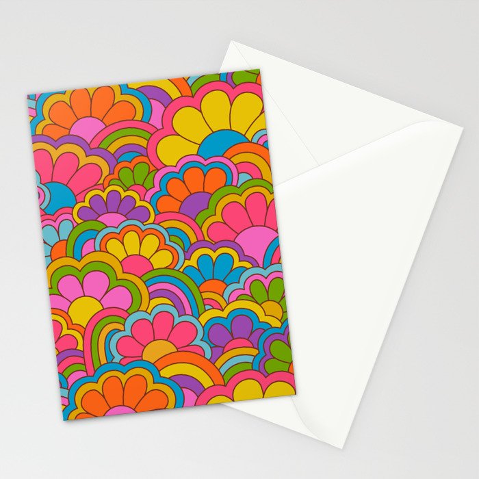 Retro Rainbow Flower Pattern Stationery Card Gallery Image 2