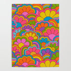 Retro Rainbow Flower Pattern Poster Gallery Image 4