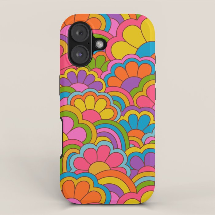 Retro Rainbow Flower Pattern iPhone Case Gallery Image 1