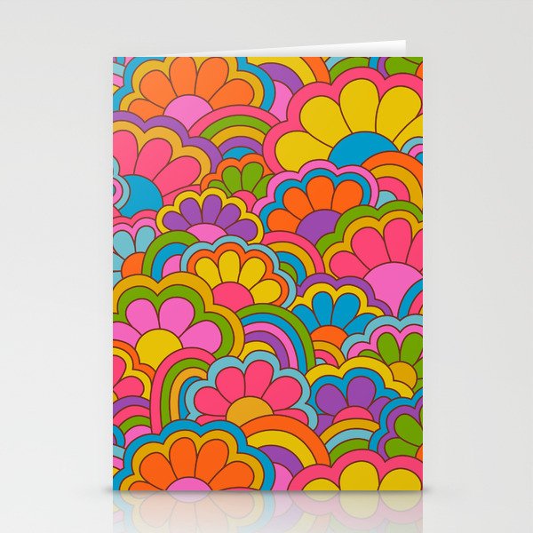 Retro Rainbow Flower Pattern Stationery Card