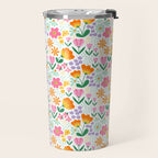 Colorful retro flower folk art pattern Travel Mug Gallery Image 2
