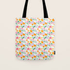 Colorful retro flower folk art pattern Tote Bag Gallery Image 1