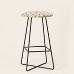 Colorful retro flower folk art pattern Stool Gallery Image 1