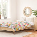 Colorful retro flower folk art pattern Duvet Cover Gallery Image 2