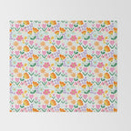 Colorful retro flower folk art pattern Throw Blanket Gallery Image 2