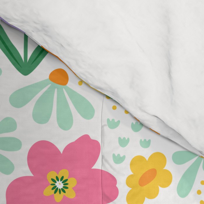Colorful retro flower folk art pattern Comforter Gallery Image 4