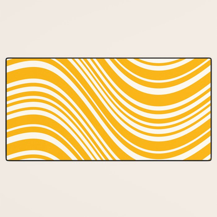 Wavy Stripes XLV - Golden Yellow Desk Mat Gallery Image 3