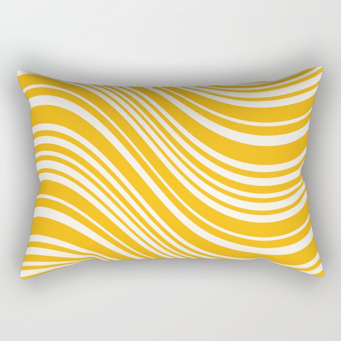 Wavy Stripes XLV - Golden Yellow Rectangular Pillow Gallery Image 1
