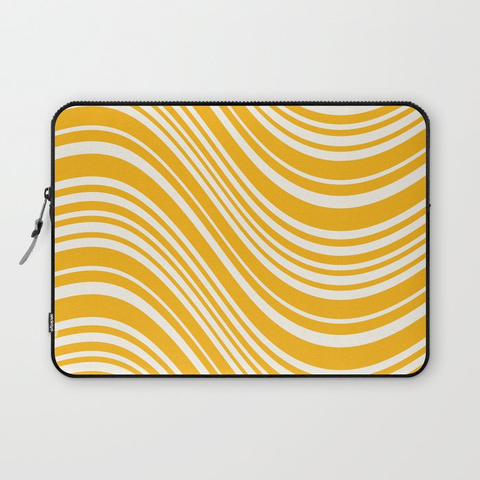 Wavy Stripes XLV - Golden Yellow Laptop Sleeve Gallery Image 1