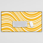 Wavy Stripes XLV - Golden Yellow Desk Mat Gallery Image 1