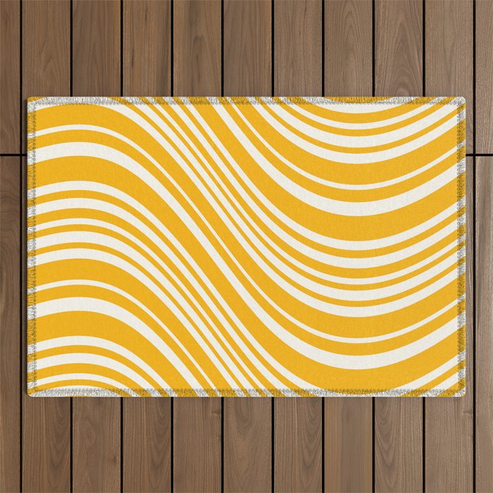 Wavy Stripes XLV - Golden Yellow Outdoor Rug Gallery Image 1