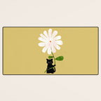 Cat with flower Desk Mat Gallery Image 3