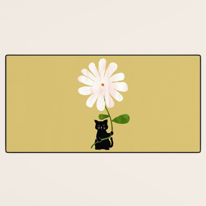 Cat with flower Desk Mat Gallery Image 3