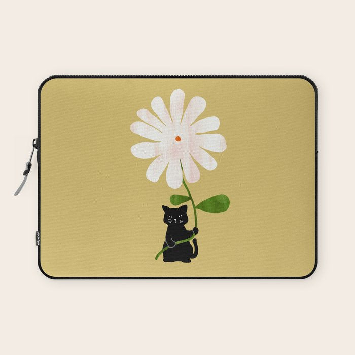 Cat with flower Laptop Sleeve Gallery Image 1