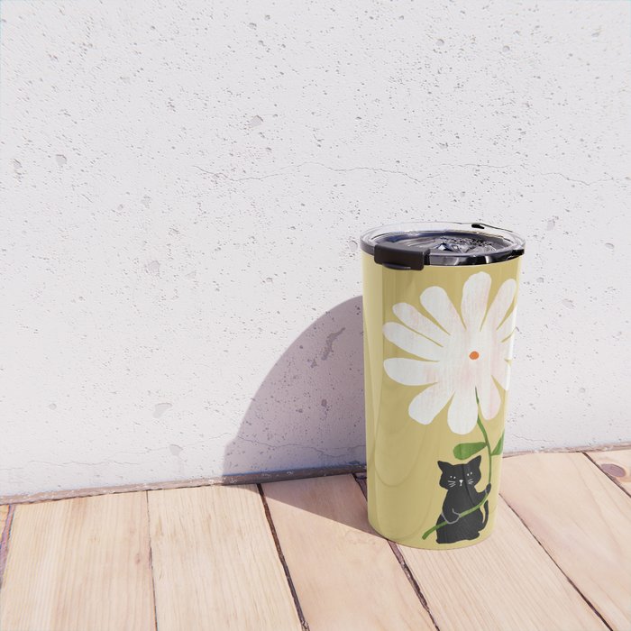 Cat with flower Travel Mug Gallery Image 4