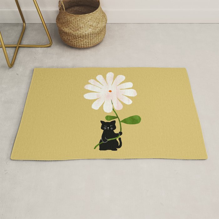 Cat with flower Rug Gallery Image 1