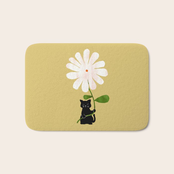 Cat with flower Bath Mat Gallery Image 1