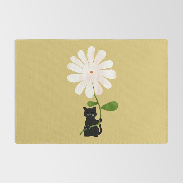 Cat with flower Rug Gallery Image 2