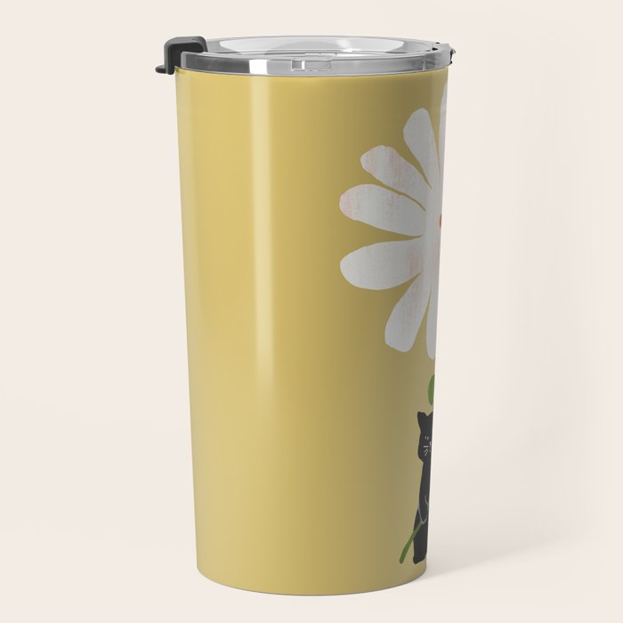Cat with flower Travel Mug Gallery Image 3