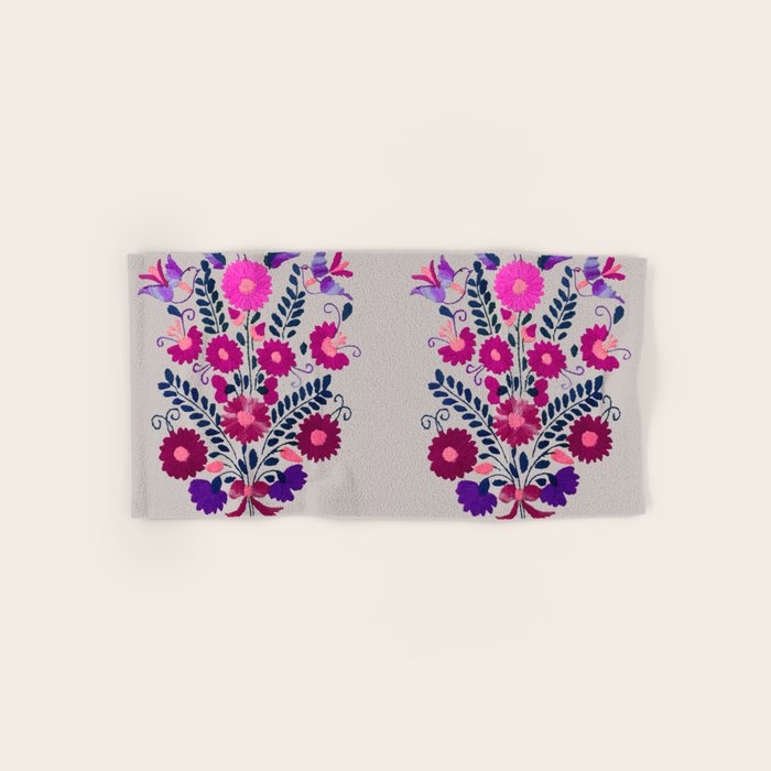 Mexican Bird Motif Gray Bath Towel Gallery Image 1