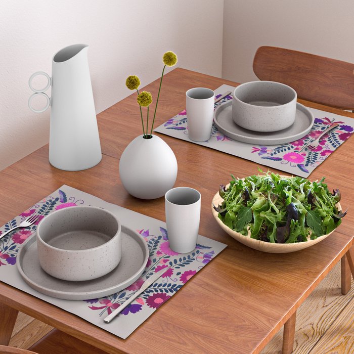 Mexican Bird Motif Gray Placemat Gallery Image 2