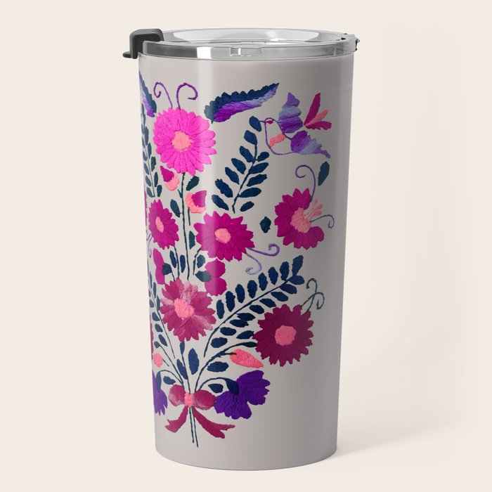 Mexican Bird Motif Gray Travel Mug Gallery Image 3