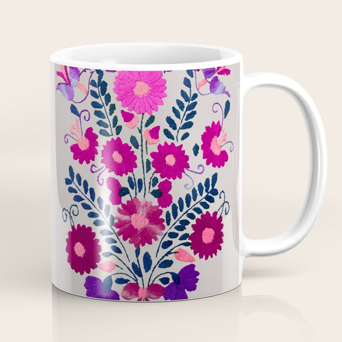 Mexican Bird Motif Gray Coffee Mug Gallery Image 1