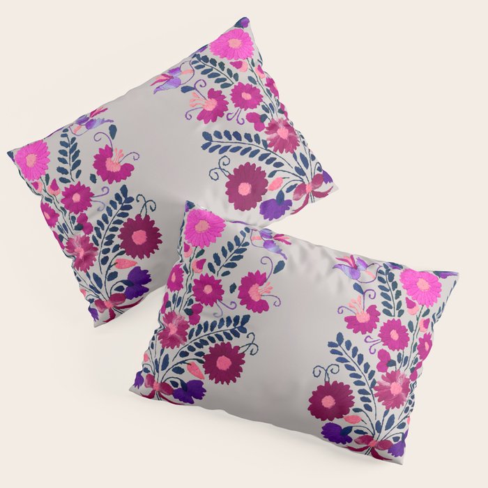 Mexican Bird Motif Gray Pillow Sham Gallery Image 3