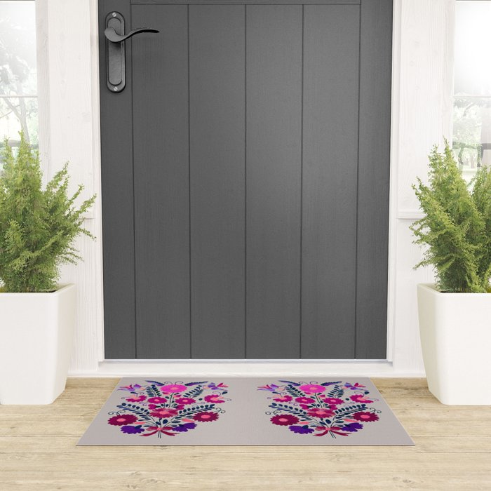 Mexican Bird Motif Gray Welcome Mat Gallery Image 3