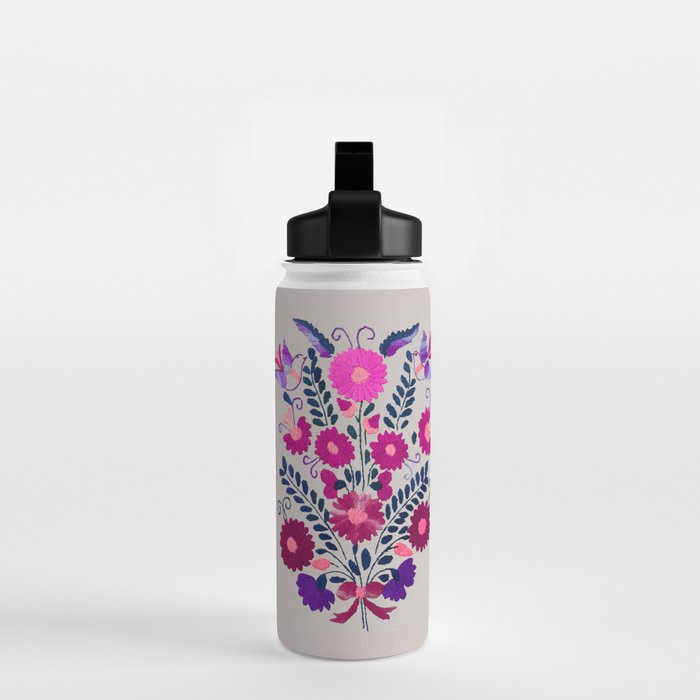 Mexican Bird Motif Gray Water Bottle Gallery Image 2
