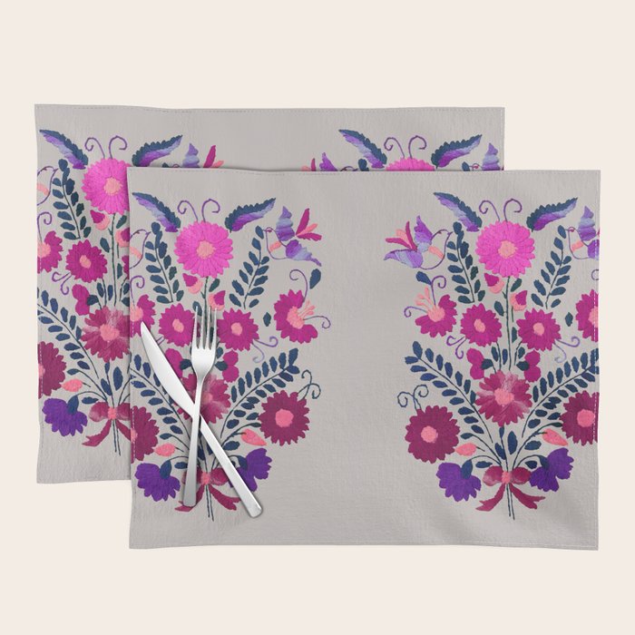 Mexican Bird Motif Gray Placemat Gallery Image 1
