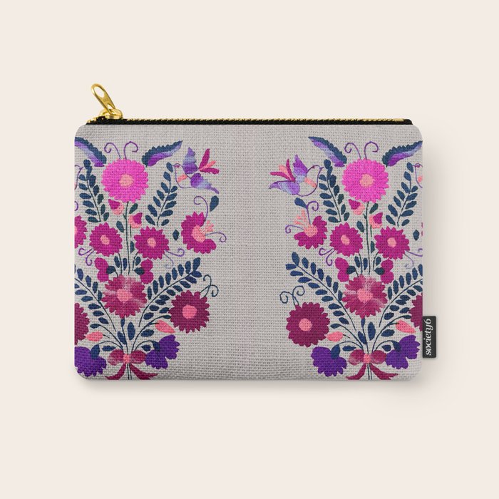 Mexican Bird Motif Gray Carry All Pouch Gallery Image 1