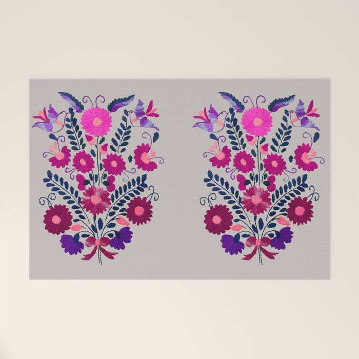 Mexican Bird Motif Gray Welcome Mat Gallery Image 1